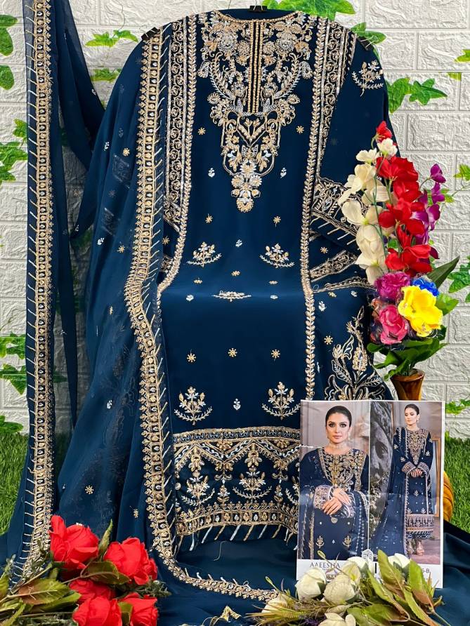 Zaha Aaeesha 10115 E To H Embroidery Georgette Pakistani Suits Wholesalers In Delhi
